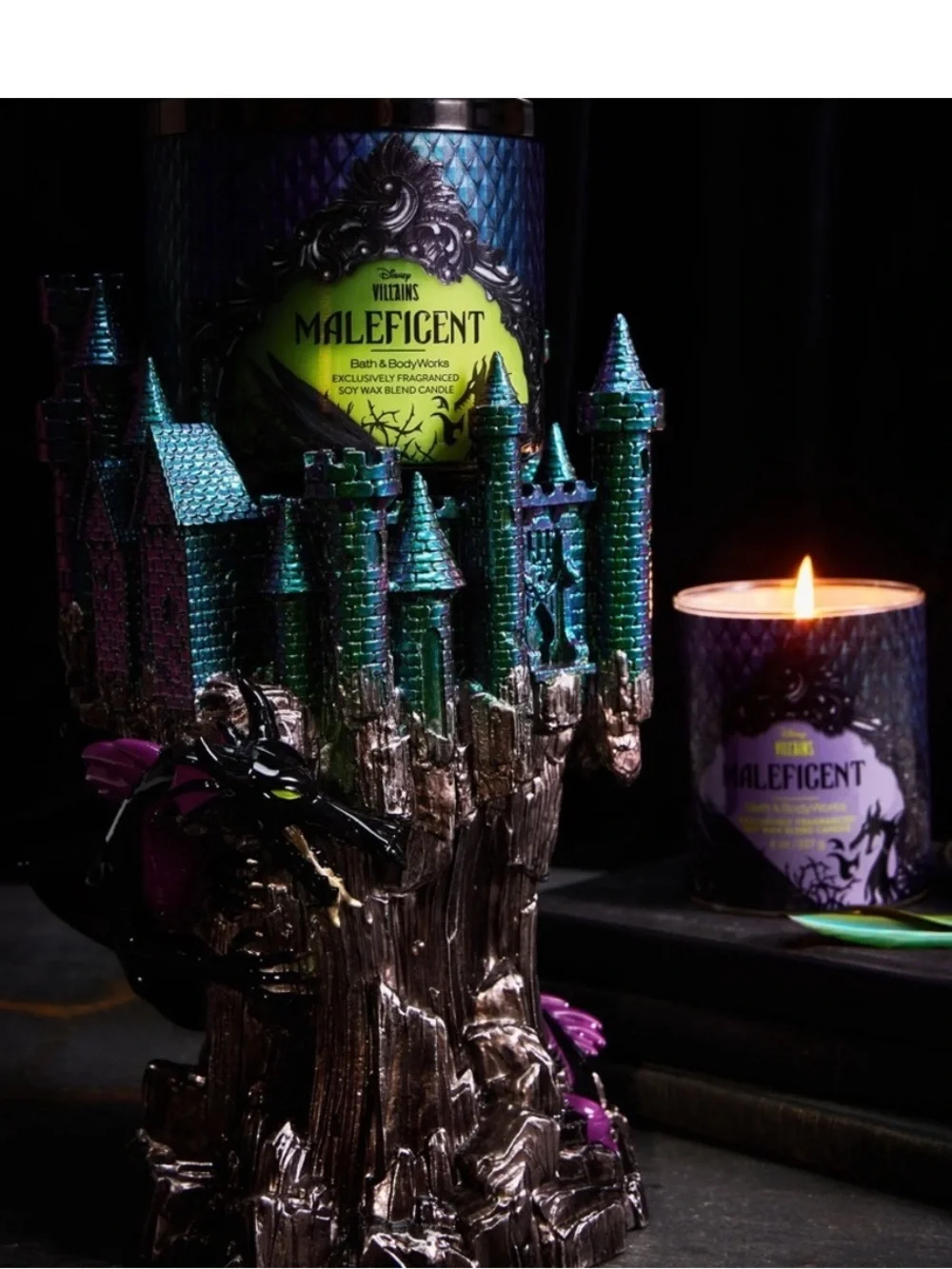 Disney Villains x Bath & Body Works Maleficent Castle 3 Wick Candle Pedestal